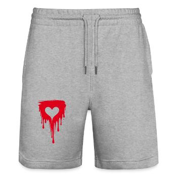 Cœur avec illustration de style graffiti rouge - Short de jogging bio TRAINER Stanley/Stella unisexe - gris chiné - Devant - Nik (191cm) & Marisol (170cm)