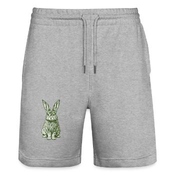 Green Bunny Easter Bunny Vintage - Stanley/Stella Trainer Unisex Organic Jogging Shorts - heather grey - Front - Nik (191cm) & Marisol (170cm)