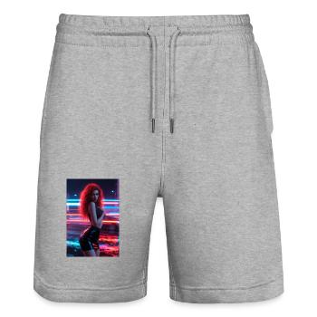 Femme rouge néon dans Luster - Short de jogging bio TRAINER Stanley/Stella unisexe - gris chiné - Devant - Nik (191cm) & Marisol (170cm)