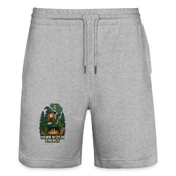 Forest Witch Energy Herbal Spell - Stanley/Stella Trainer Unisex Organic Jogging Shorts - heather grey - Front - Nik (191cm) & Marisol (170cm)