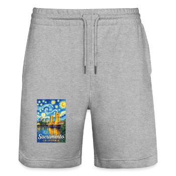 Sacramento California - Stanley/Stella Unisex Bio Joggingshorts Trainer  - Grau meliert - Vorne - Nik (191cm) & Marisol (170cm)