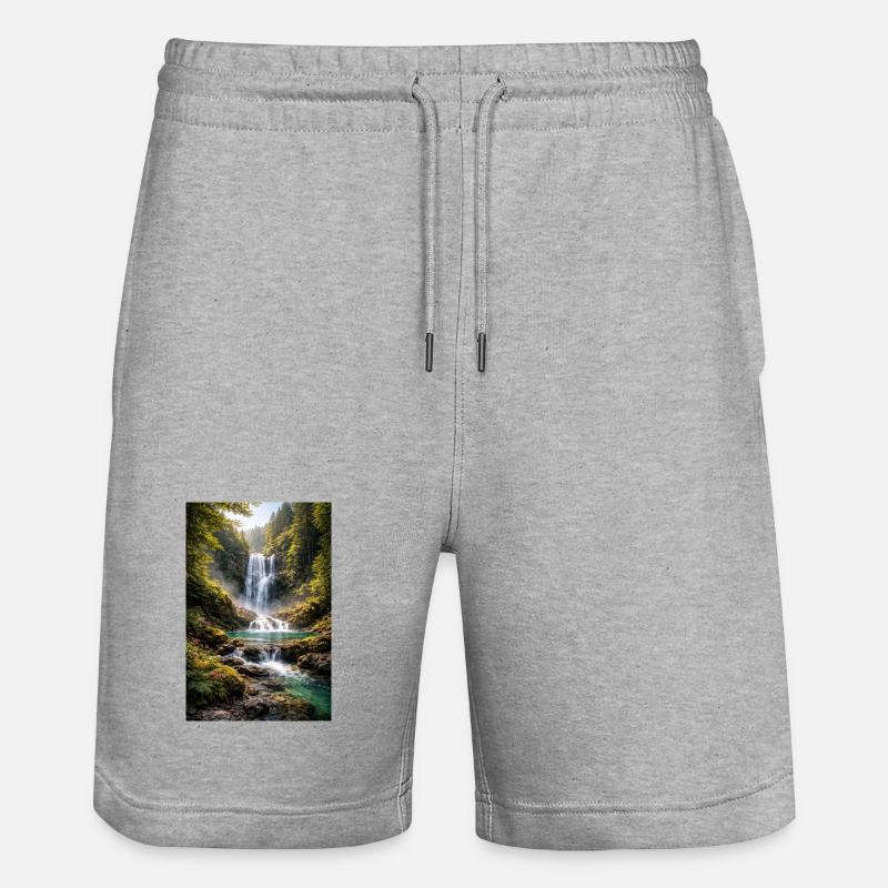 Verdure près de la cascade - Short de jogging bio TRAINER Stanley/Stella unisexe - gris chiné