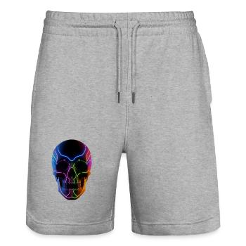 Crâne lumineux pour les fans de DJ et de techno - Short de jogging bio TRAINER Stanley/Stella unisexe - gris chiné - Devant - Nik (191cm) & Marisol (170cm)
