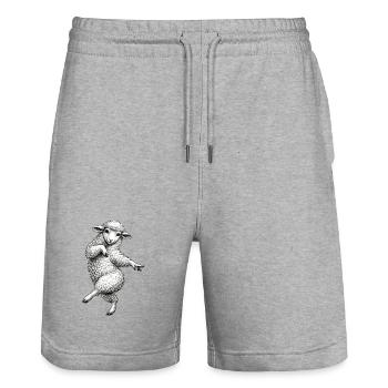 Tanzendes Lamm Sketch - Stanley/Stella Unisex Bio Joggingshorts Trainer  - Grau meliert - Vorne - Nik (191cm) & Marisol (170cm)