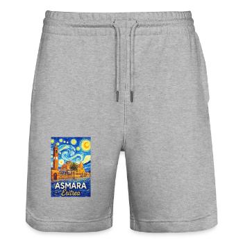 Asmara Eritrea Star City - Stanley/Stella Trainer Unisex Organic Jogging Shorts - heather grey - Front - Nik (191cm) & Marisol (170cm)