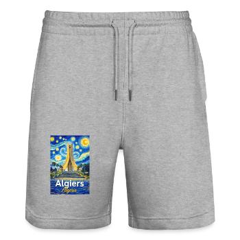 Algiers Monument Starry Night Stil - Stanley/Stella Unisex Bio Joggingshorts Trainer  - Grau meliert - Vorne - Nik (191cm) & Marisol (170cm)