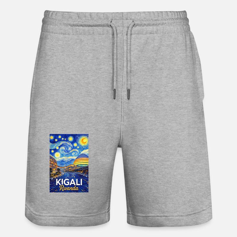 Silhouette étoilée de Kigali au Rwanda - Short de jogging bio TRAINER Stanley/Stella unisexe - gris chiné