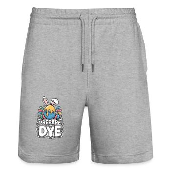 Prepare To Dye Funny Easter Saying - Stanley/Stella Trainer Unisex Organic Jogging Shorts - heather grey - Front - Nik (191cm) & Marisol (170cm)