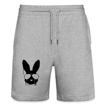 Cooler Hase Brille Graffiti - Stanley/Stella Unisex Bio Joggingshorts Trainer  - Grau meliert - Vorne - Nik (191cm) & Marisol (170cm)