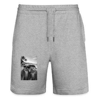 Koalas on the beach: sunglasses duo - Stanley/Stella Trainer Unisex Organic Jogging Shorts - heather grey - Front - Nik (191cm) & Marisol (170cm)