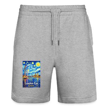 London Eye bei Sternennacht - Stanley/Stella Unisex Bio Joggingshorts Trainer  - Grau meliert - Vorne - Nik (191cm) & Marisol (170cm)