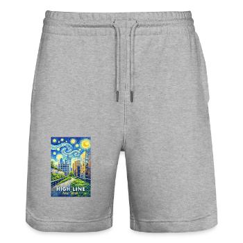 Paysages High Line New York - Short de jogging bio TRAINER Stanley/Stella unisexe - gris chiné - Devant - Nik (191cm) & Marisol (170cm)