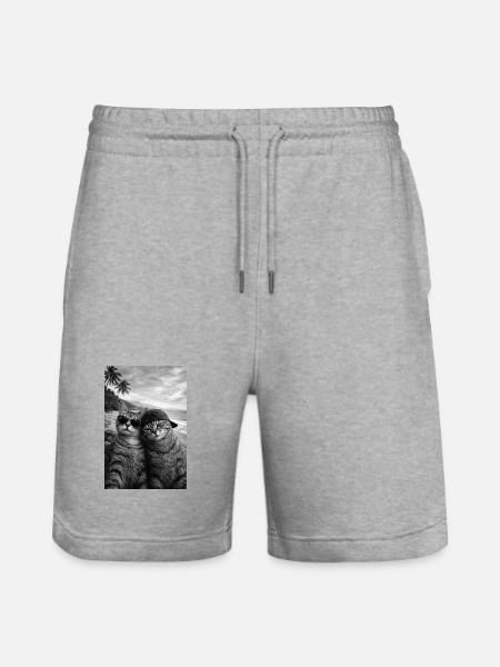 Cat Beach Duo Sunglasses - Stanley/Stella Trainer Unisex Organic Jogging Shorts - heather grey