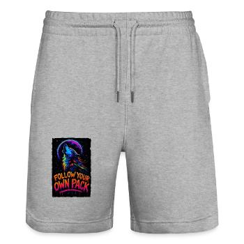 Alpha Wolf Multicolor-Design Folgen Sie Ihrem eigenen Rudel - Stanley/Stella Unisex Bio Joggingshorts Trainer  - Grau meliert - Vorne - Nik (191cm) & Marisol (170cm)