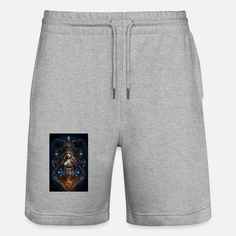 Wikinger Freya Hugin & Munin Wolf Runen - Stanley/Stella Unisex Bio Joggingshorts Trainer  - Grau meliert