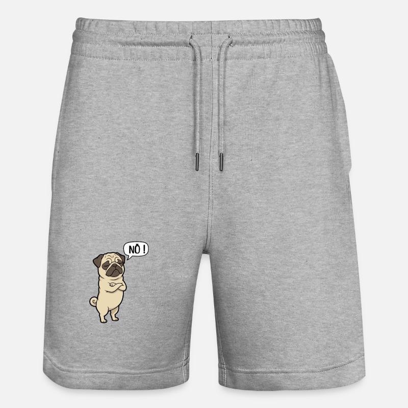 NÖ Pug Eigensinniger Mops-Charme - Stanley/Stella Unisex Bio Joggingshorts Trainer  - Grau meliert