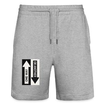 One Way Or Another Streetwear Arrow Design - Stanley/Stella Trainer Unisex Organic Jogging Shorts - heather grey - Front - Nik (191cm) & Marisol (170cm)