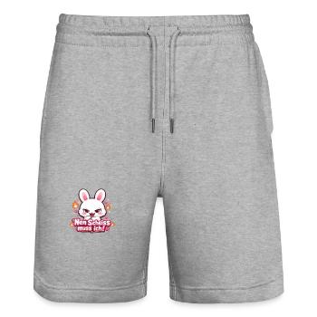 Nen Scheiss Muss Ich Frecher Hase Spruch - Stanley/Stella Unisex Bio Joggingshorts Trainer  - Grau meliert - Vorne - Nik (191cm) & Marisol (170cm)