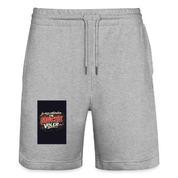 Je veux entendre UN MOCHE VOLER - Short de jogging bio TRAINER Stanley/Stella unisexe - gris chiné - Devant - Nik (191cm) & Marisol (170cm)