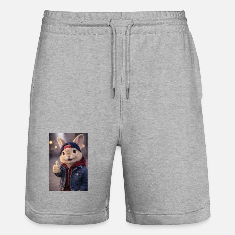 Sweat à capuche Pullover en jean - Short de jogging bio TRAINER Stanley/Stella unisexe - gris chiné