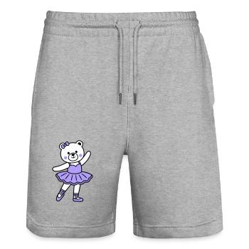 Bear ballet - Stanley/Stella Trainer Unisex Organic Jogging Shorts - heather grey - Front - Nik (191cm) & Marisol (170cm)