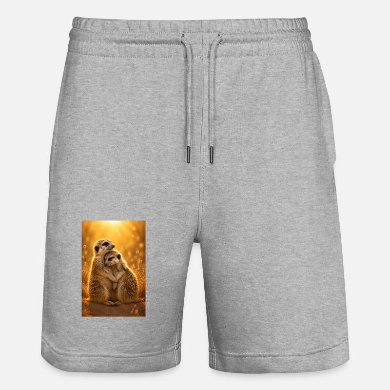 Erdmännchen Umarmung - Stanley/Stella Unisex Bio Joggingshorts Trainer  - Grau meliert