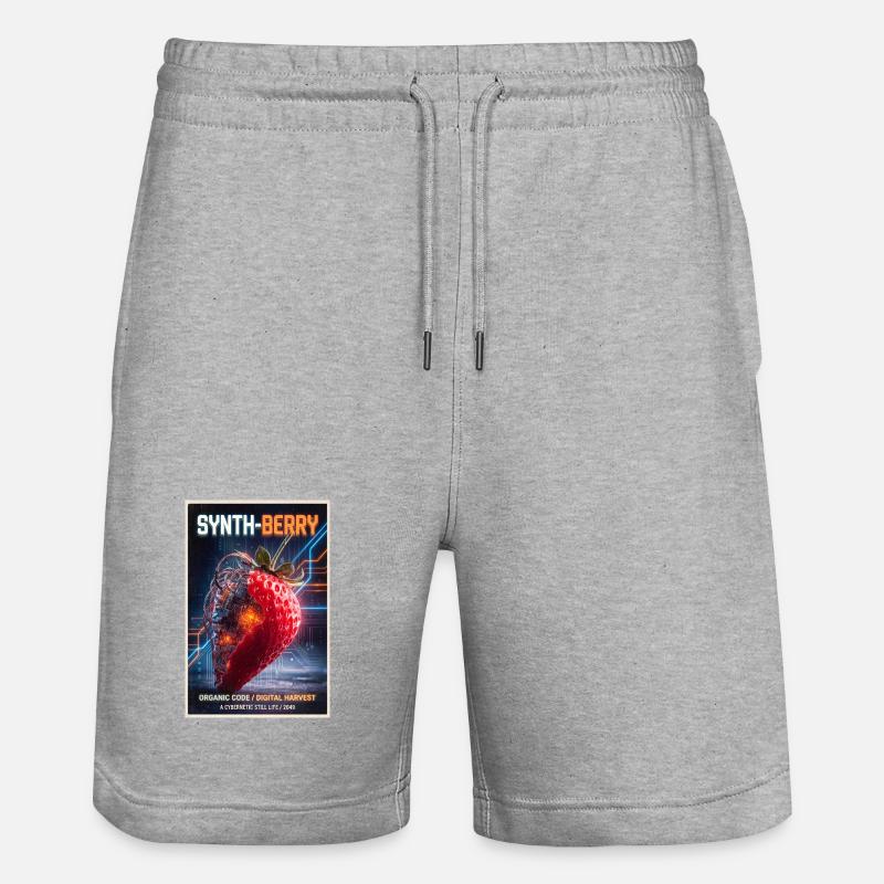Synth-Beere: Kybernetische Erdbeere - Stanley/Stella Unisex Bio Joggingshorts Trainer  - Grau meliert