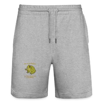 Frog Sayings Problemo Remix - Stanley/Stella Trainer Unisex Organic Jogging Shorts - heather grey - Front - Nik (191cm) & Marisol (170cm)
