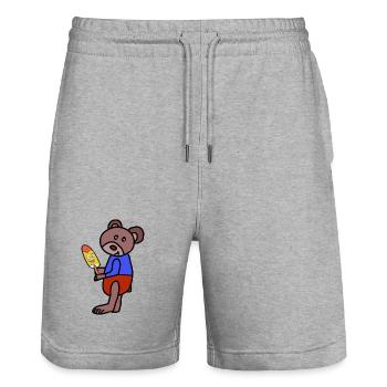 Bär Teddy  Eiskrem  Eis Kind - Stanley/Stella Trainer Unisex Organic Jogging Shorts - heather grey - Front - Nik (191cm) & Marisol (170cm)