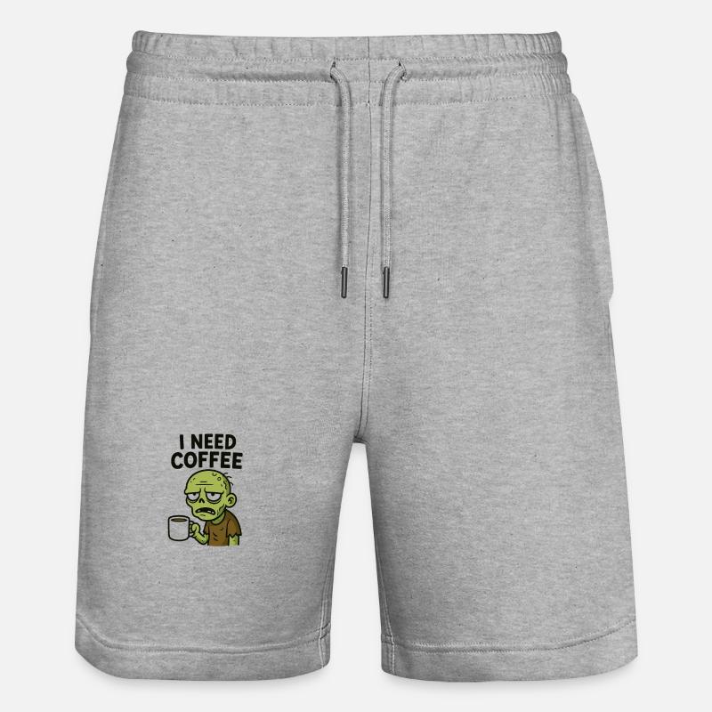 Motif du zombie au café - Short de jogging bio TRAINER Stanley/Stella unisexe - gris chiné