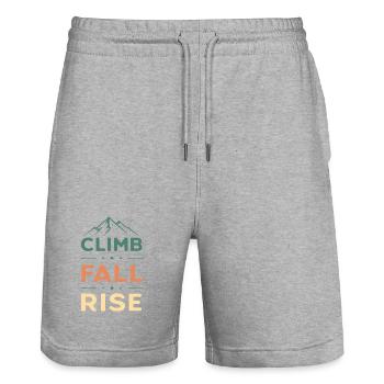 Climb Fall Rise Montagne - Short de jogging bio TRAINER Stanley/Stella unisexe - gris chiné - Devant - Nik (191cm) & Marisol (170cm)