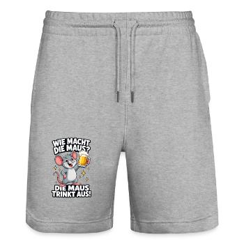 Party Maus Prost - Stanley/Stella Unisex Bio Joggingshorts Trainer  - Grau meliert - Vorne - Nik (191cm) & Marisol (170cm)