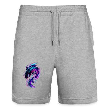 Flux de Koi Néon - Short de jogging bio TRAINER Stanley/Stella unisexe - gris chiné - Devant - Nik (191cm) & Marisol (170cm)