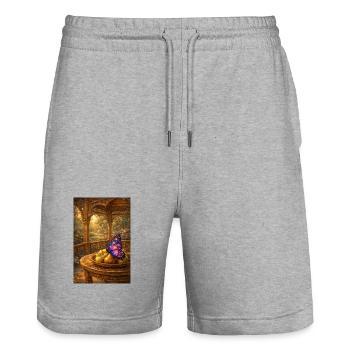 Butterfly of Eternal Orchard – World of the Sun - Stanley/Stella Trainer Unisex Organic Jogging Shorts - heather grey - Front - Nik (191cm) & Marisol (170cm)