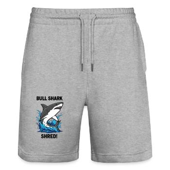 Bulldoggenhai Shred-Shark Sea Bull - Stanley/Stella Unisex Bio Joggingshorts Trainer  - Grau meliert - Vorne - Nik (191cm) & Marisol (170cm)