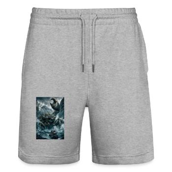 frozen bound Kraken Standoff - Stanley/Stella Trainer Unisex Organic Jogging Shorts - heather grey - Front - Nik (191cm) & Marisol (170cm)