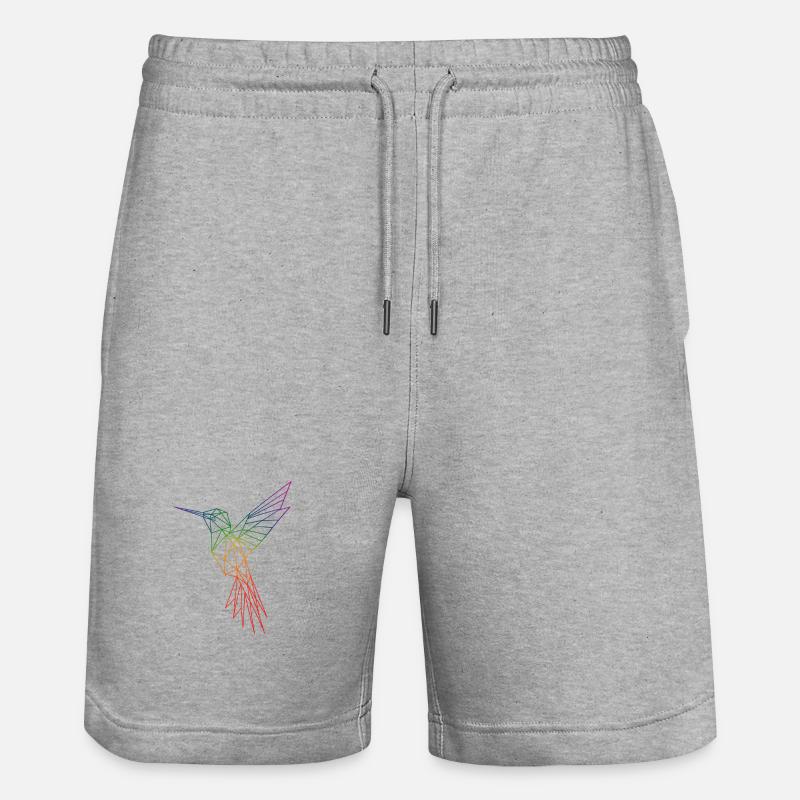 Colibri origami arc-en-ciel - Short de jogging bio TRAINER Stanley/Stella unisexe - gris chiné