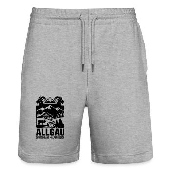 Allgäu Alpenregion Alpen Silhouette - Stanley/Stella Unisex Bio Joggingshorts Trainer  - Grau meliert - Vorne - Nik (191cm) & Marisol (170cm)