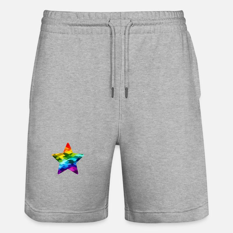 Étoile mosaïque arc-en-ciel - Short de jogging bio TRAINER Stanley/Stella unisexe - gris chiné
