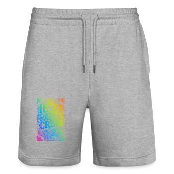 Ibiza Party Crew Colorful - Stanley/Stella Trainer Unisex Organic Jogging Shorts - heather grey - Front - Nik (191cm) & Marisol (170cm)