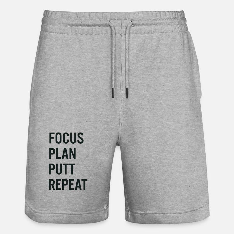 Golf Focus Plan Putt Reapeat - Stanley/Stella Unisex Bio Joggingshorts Trainer  - Grau meliert