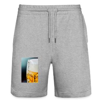 Light Gold Beer Glass Pattern - Stanley/Stella Trainer Unisex Organic Jogging Shorts - heather grey - Front - Nik (191cm) & Marisol (170cm)