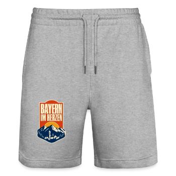 Bayern im Herzen, Echter Bayer Heimatliebe - Stanley/Stella Unisex Bio Joggingshorts Trainer  - Grau meliert - Vorne - Nik (191cm) & Marisol (170cm)