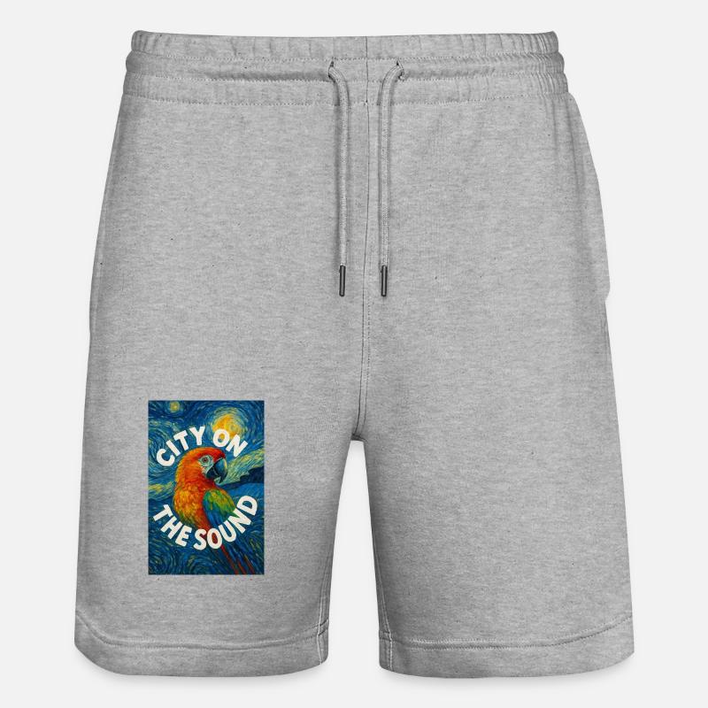 Vibrant_Macaw_Amidst_Swirling_Post-Impressionis - Stanley/Stella Unisex Bio Joggingshorts Trainer - Grau meliert
