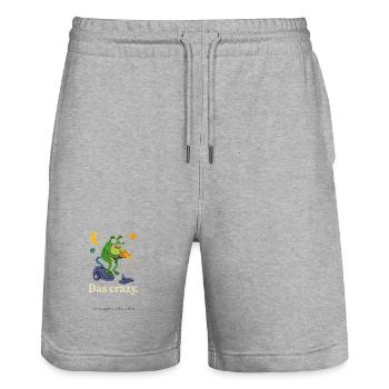 Das verrückte Frosch-Pizza im All - Stanley/Stella Unisex Bio Joggingshorts Trainer  - Grau meliert - Vorne - Nik (191cm) & Marisol (170cm)