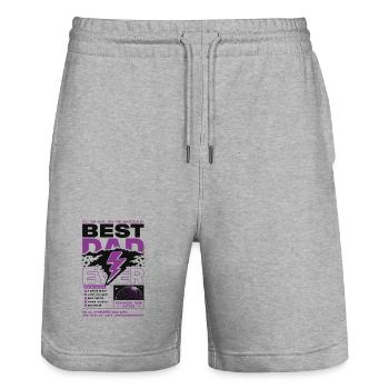Meilleur Papa de tous les temps Style Super-héros - Short de jogging bio TRAINER Stanley/Stella unisexe - gris chiné - Devant - Nik (191cm) & Marisol (170cm)