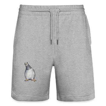 Pigeon portrait black and white illustration - Stanley/Stella Trainer Unisex Organic Jogging Shorts - heather grey - Front - Nik (191cm) & Marisol (170cm)