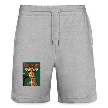 Girafe - Short de jogging bio TRAINER Stanley/Stella unisexe - gris chiné - Devant - Nik (191cm) & Marisol (170cm)