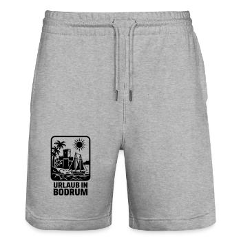 Bodrum Türkei Urlaub - Stanley/Stella Unisex Bio Joggingshorts Trainer  - Grau meliert - Vorne - Nik (191cm) & Marisol (170cm)