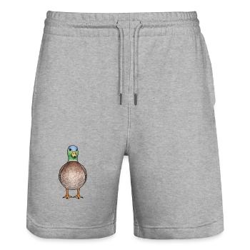 Illustration colorée de colverts - Short de jogging bio TRAINER Stanley/Stella unisexe - gris chiné - Devant - Nik (191cm) & Marisol (170cm)